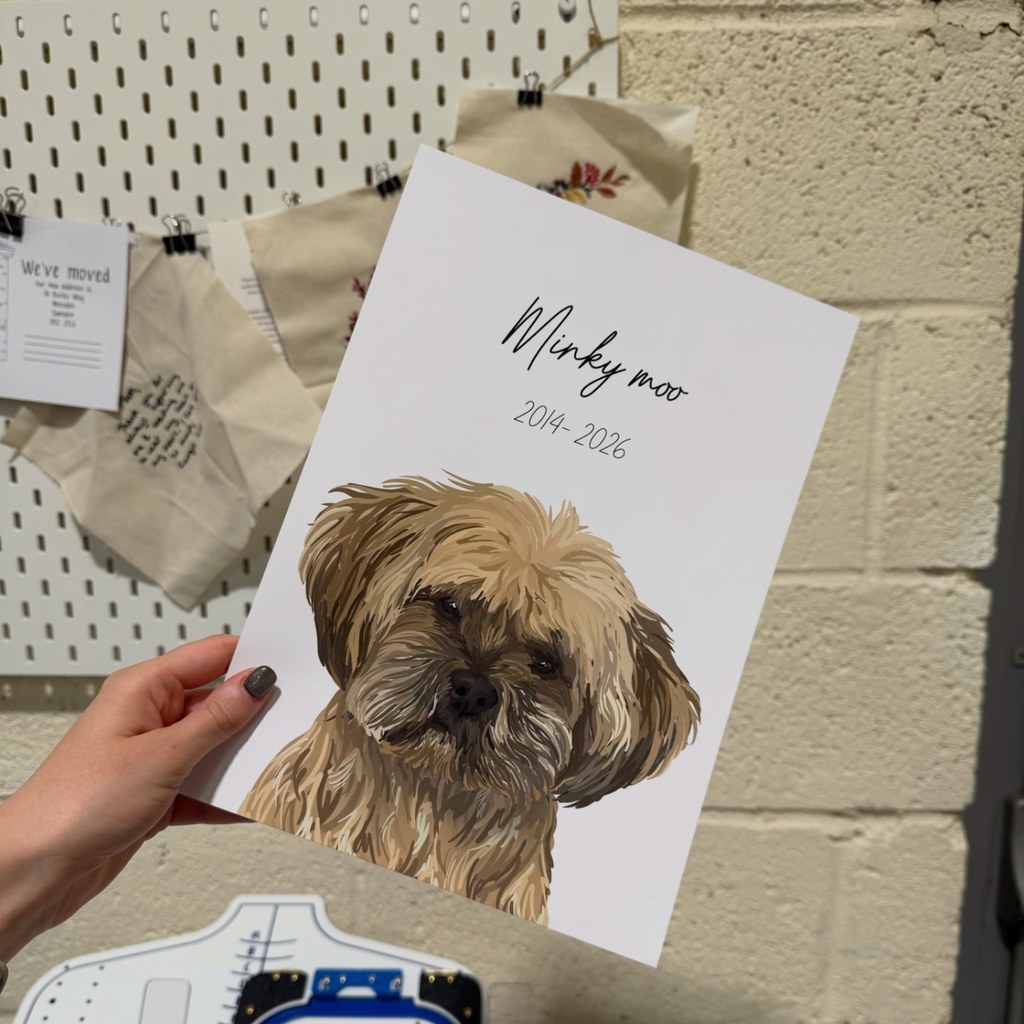 Memorial portrait print of a beloved dog